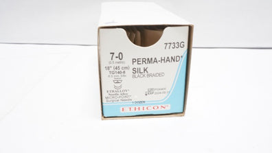 Ethicon 7733G 7-0 PERMA-HAND TG140-8, 6.5mm 3/8c Spatula,18in - Box of 11 (x)